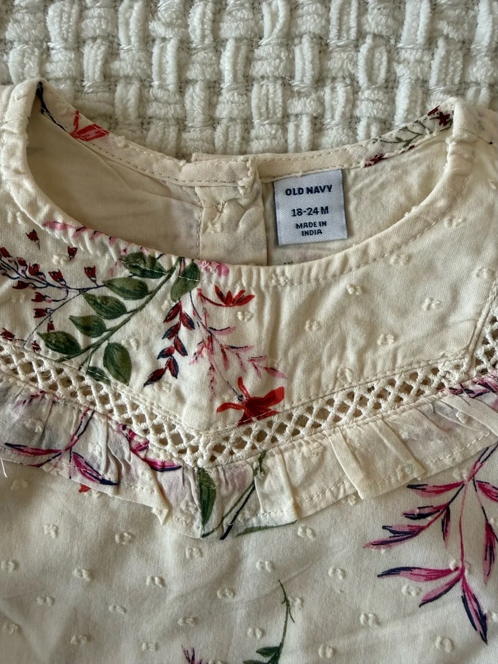 Old Navy Cream Floral Long-Sleeve Baby Romper